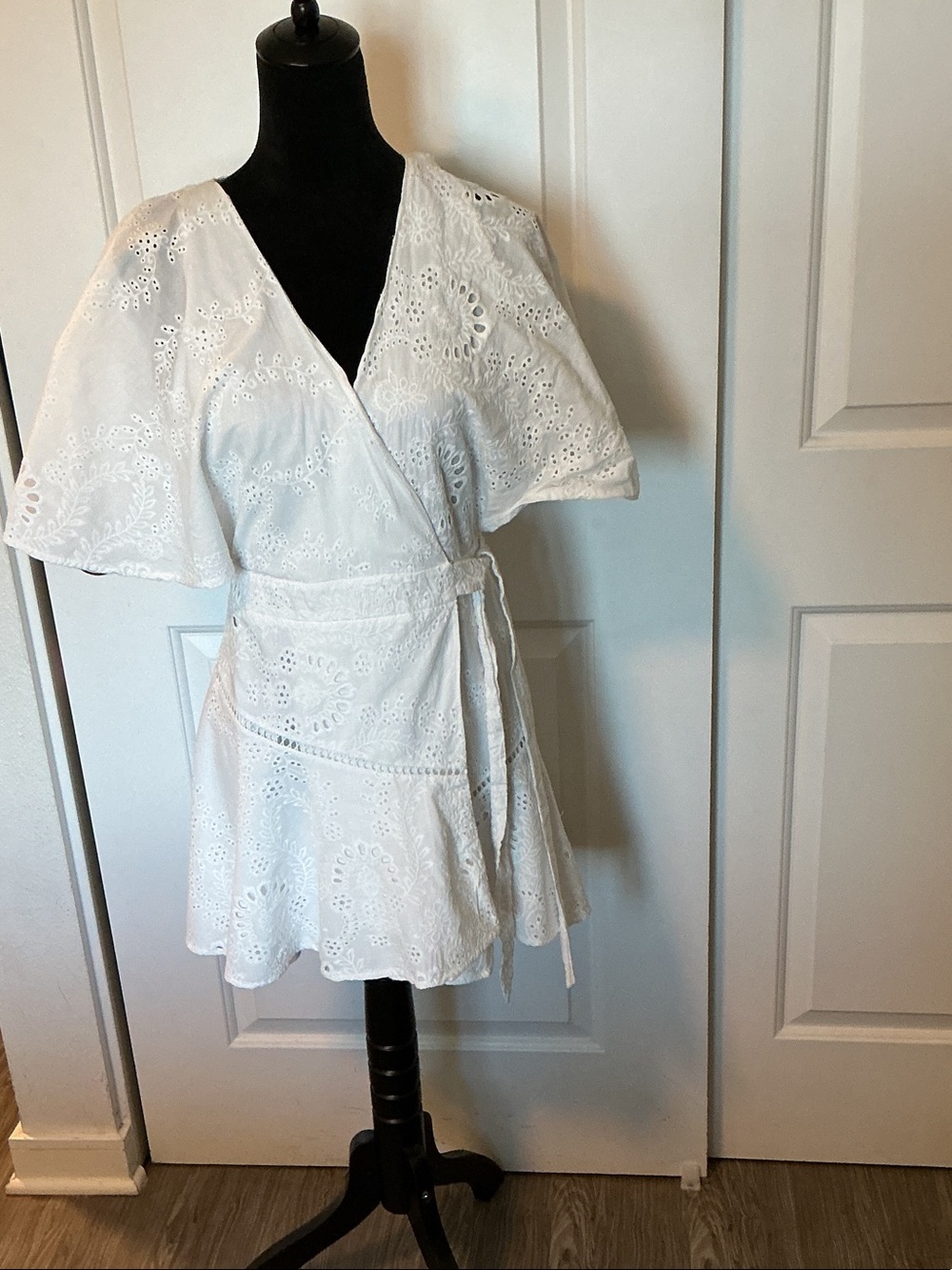 Winona White Eyelet Wrap Dress 6